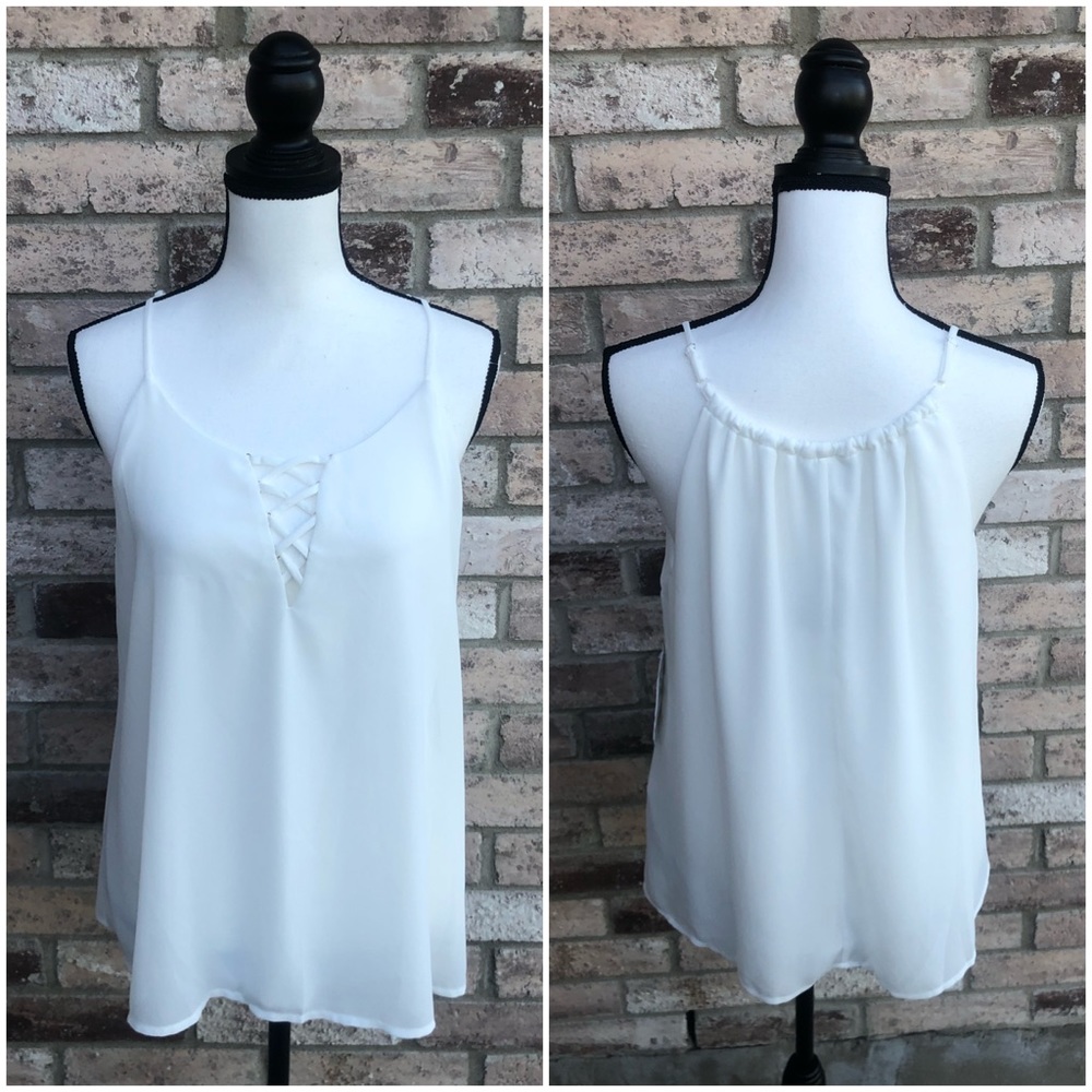 Naïf White Lace Up Halter Top